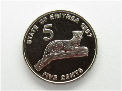 Eritrea 5 Cents Leopard Coin - 1997 Uncirculated