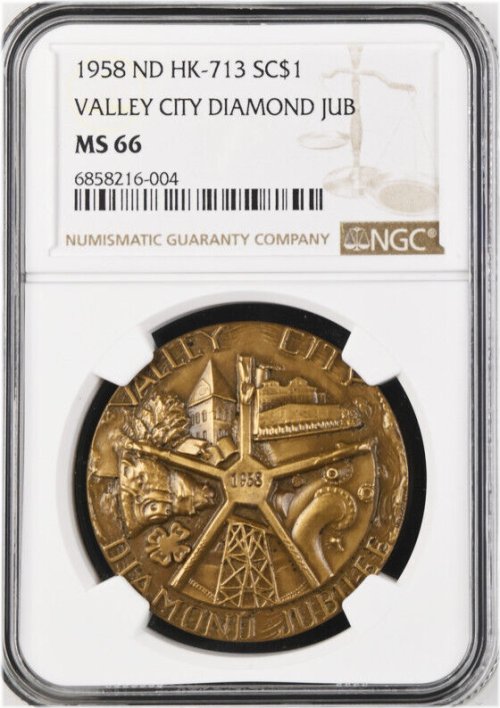 The Valley City Commemorative Medal - MS66 NGC - HK-713, ND Token