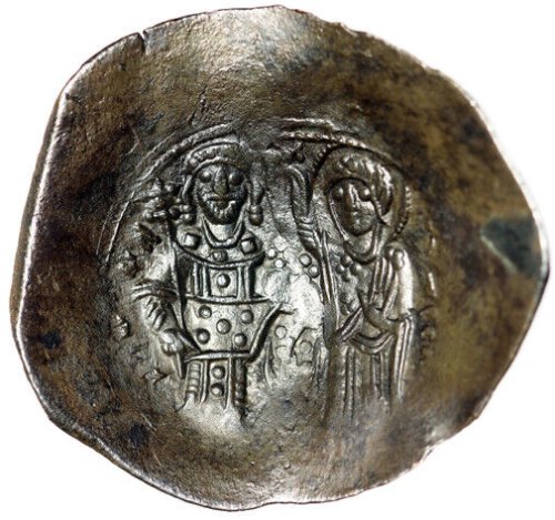 Manuel I Comnenus Aspron Trachy - Emperor Crowned by Mary