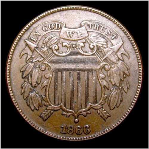 Stunning Condition 1866 Two Cent Piece