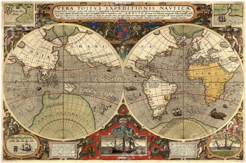 Drake's 1590s World Map Poster - A Historical Journey in 20x30