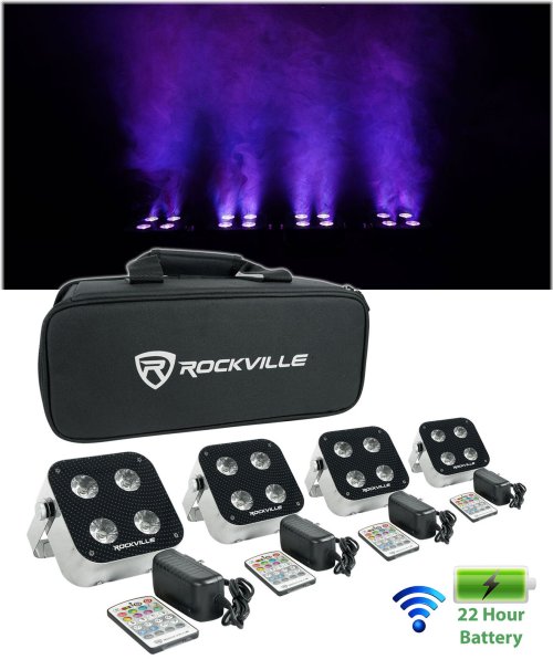 Radiance Bundle: 4 Mini Wash Up Lights with RF Remotes and Wireless DMX