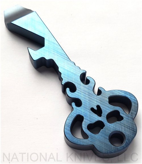 Titanium Crosshatch Blue Key Pry Bar Multitool