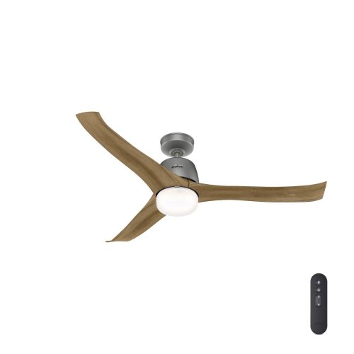 Matte Silver Contemporary Fan with Light and Remote by Hunter