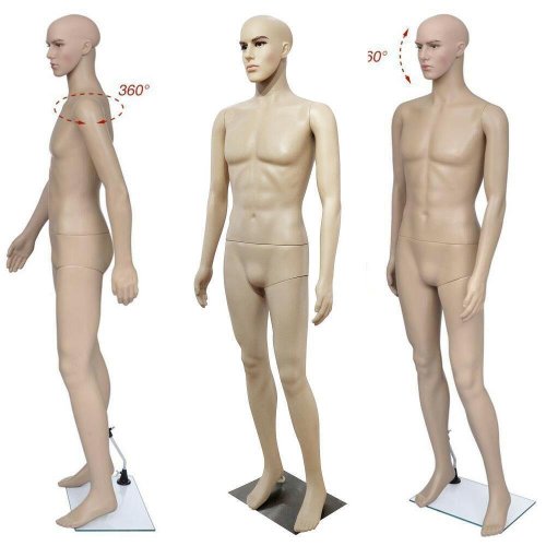 Realistic Male Display Form with Rotating Head and Base