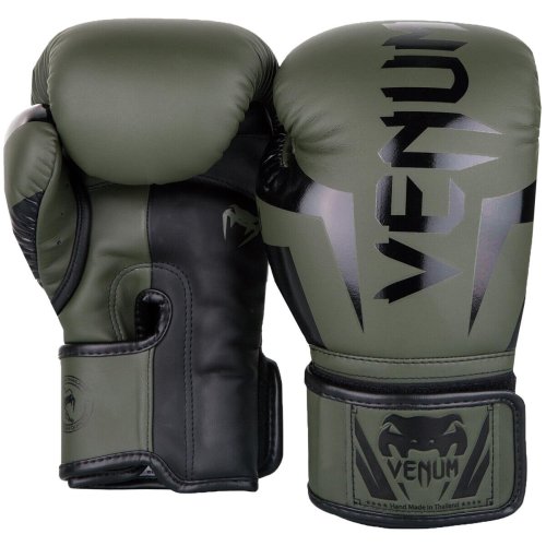 Khaki Elite Training Gloves with Skintex Leather and Hook-and-Loop Closure