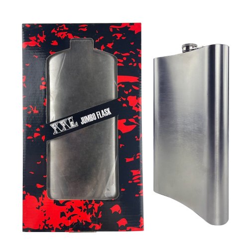 Jumbo Steel Liquor Flask - 64oz Capacity