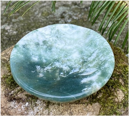 Earthly Essence Moss Agate Offering Plate