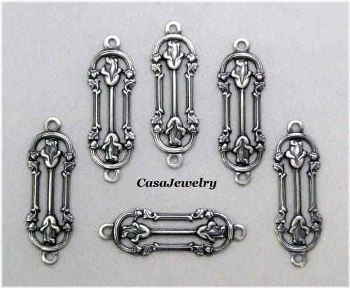 Filigree Sterling Silver Plated Ring Connector Set (6 Pieces)