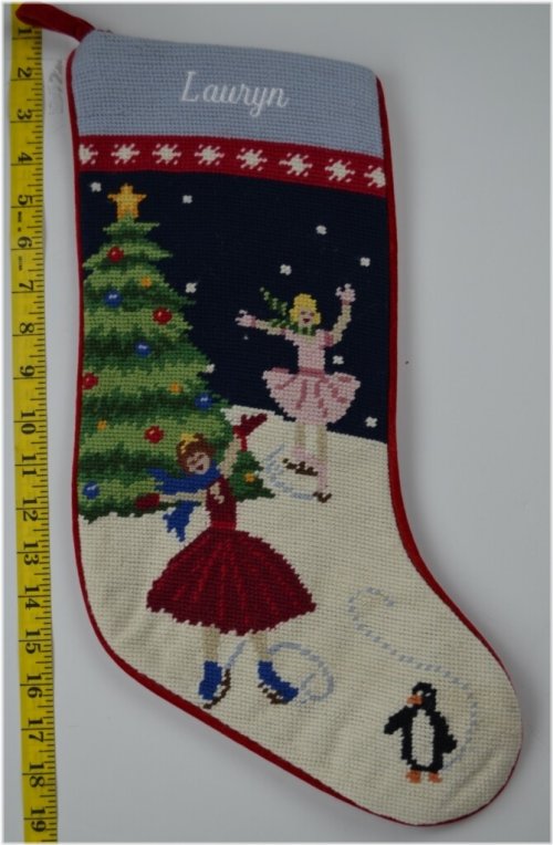 Frosty Skaters Needlepoint Stocking - Personalized