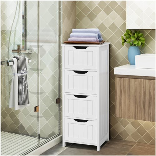 White Free Standing Bathroom Storage Cabinet