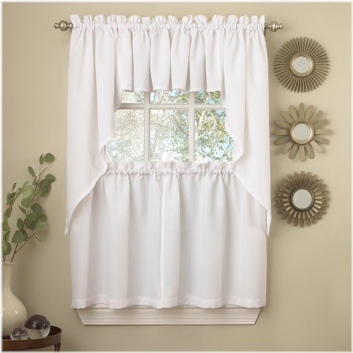 White Ribcord Kitchen Curtains