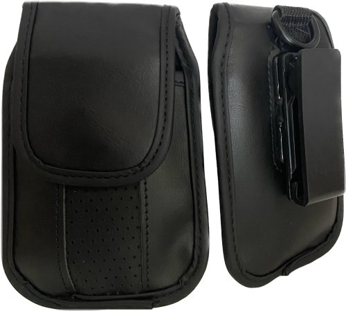 Black Leather Vertical Clip Case for Lively Jitterbug Flip2