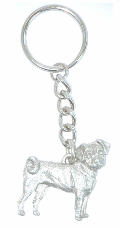 Pewter Puggle Keychain