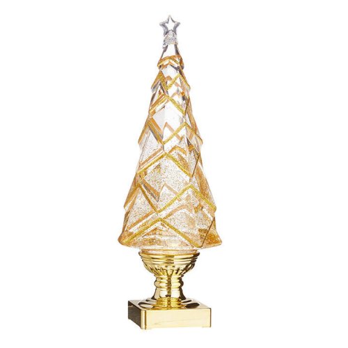 Golden Glittering Geometric Tree Snow Globe
