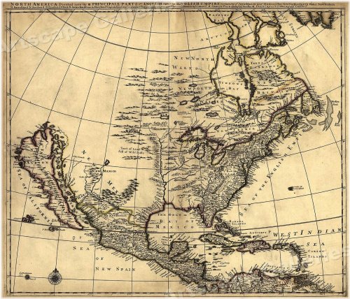 Colonial Era Cartography: North America, New Mexico, and the English Empire (1680s)