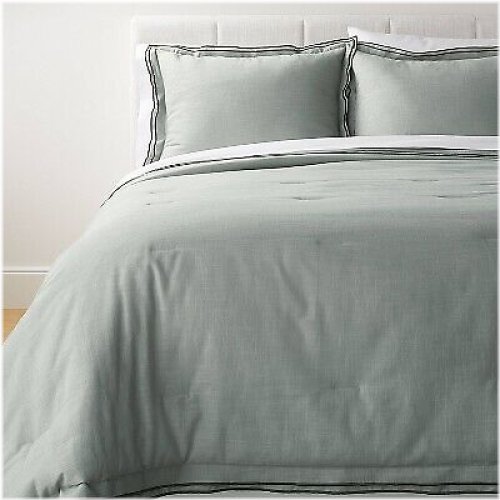 Teal Flange Stitch Comforter Set