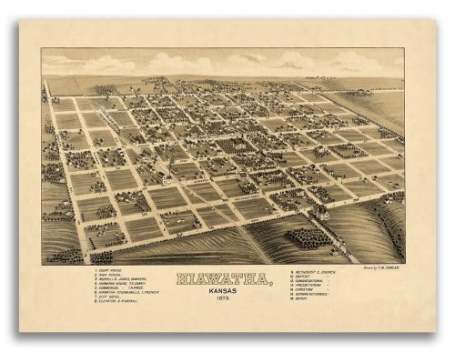 Hiawatha Kansas 1879 Panoramic Map - 18x24