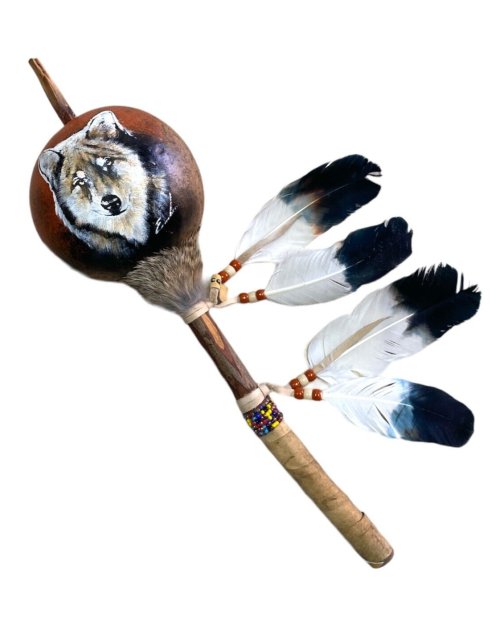 Wolf Spirit Gourd Rattle