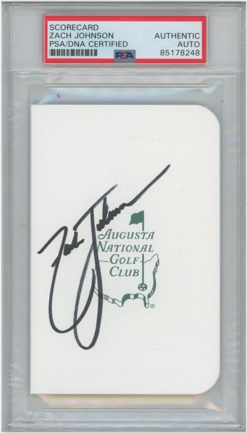Zach Johnson Masters Signed Scorecard with PSA/DNA Authentication