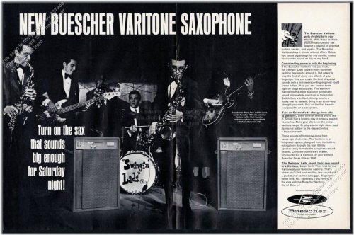 Vintage Print Ad for the 1967 Buescher 400 Saxophone Varitone