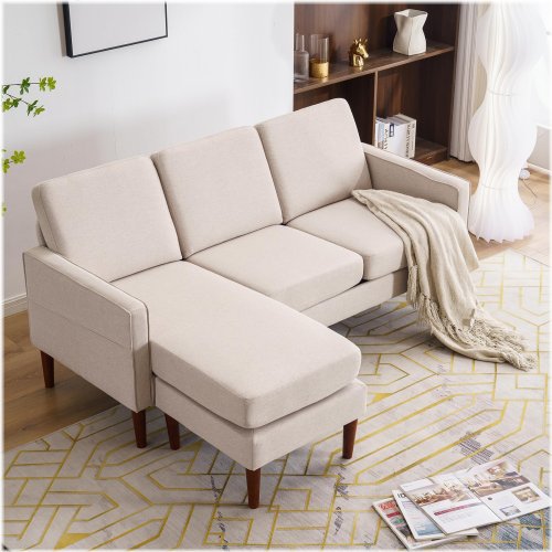 Nordic Reversible Sectional Set with Ottoman Chaise