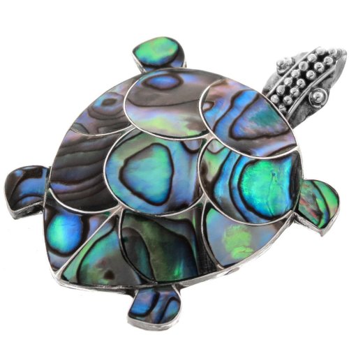 Turtle Abalone Shell Pendant & Brooch in Sterling Silver