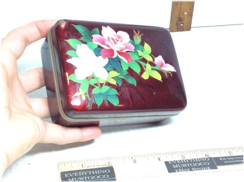 Ruby Blossom Copper Enamel Trinket Box