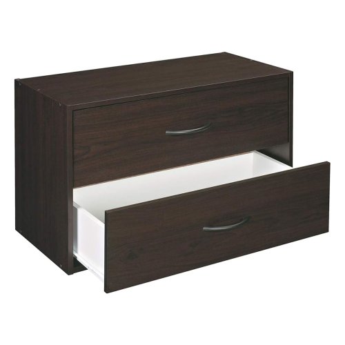 Espresso Stackable 2-Drawer Wooden Organizer