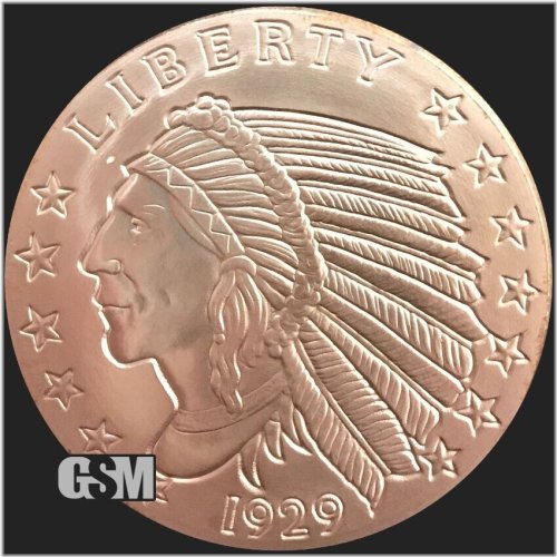 Copper Incuse Indian Round