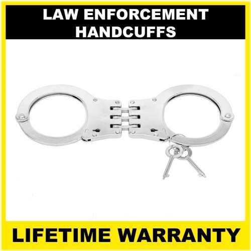 SecureCuff Double-Lock Metal Handcuffs - Silver