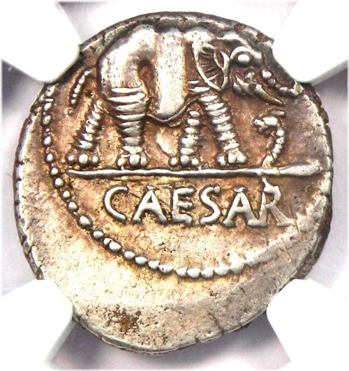 Ancient Silver Denarius: Julius Caesar's Elephant Coin (49 BC)