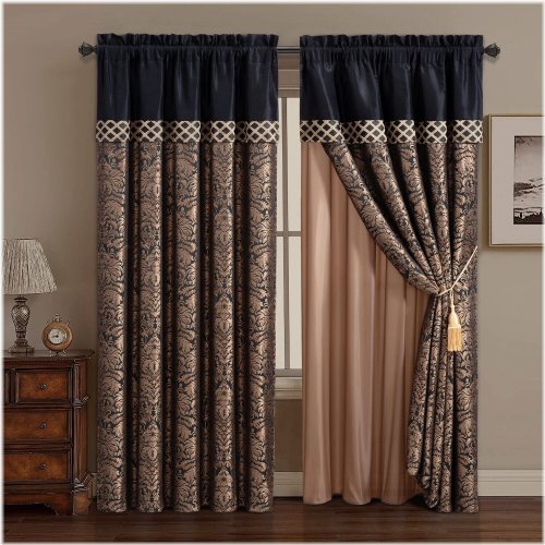 Lisbon Jacquard Floral Curtain Set