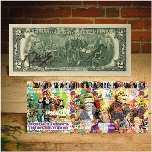 Golden Ticket Treasure - Signed Willy Wonka $2 US Bill by RENCY Ltd