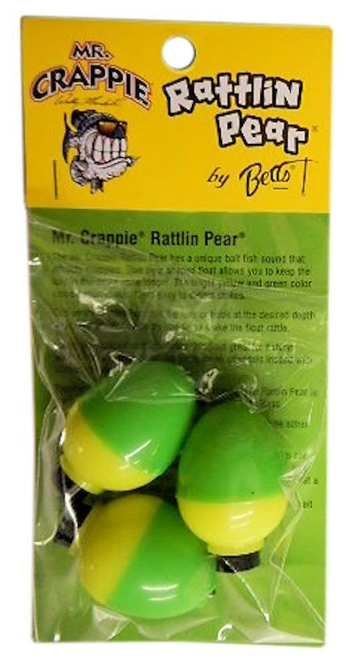 Rattlin Pear Bobbers - Green/Yellow (3 Pack) by Mr. Crappie