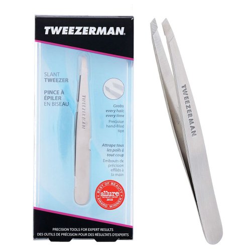 Silver Slant Stainless Steel Tweezers