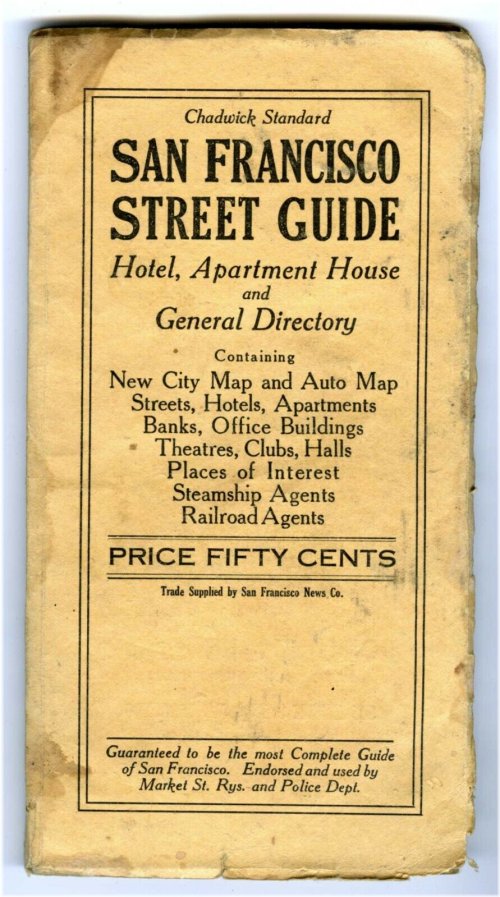 San Francisco Street Guide Map - 1923 Edition