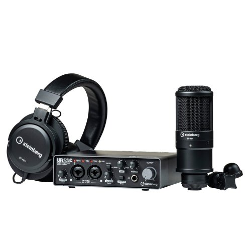 Complete Recording Setup with Interface, Mic, and Headphones