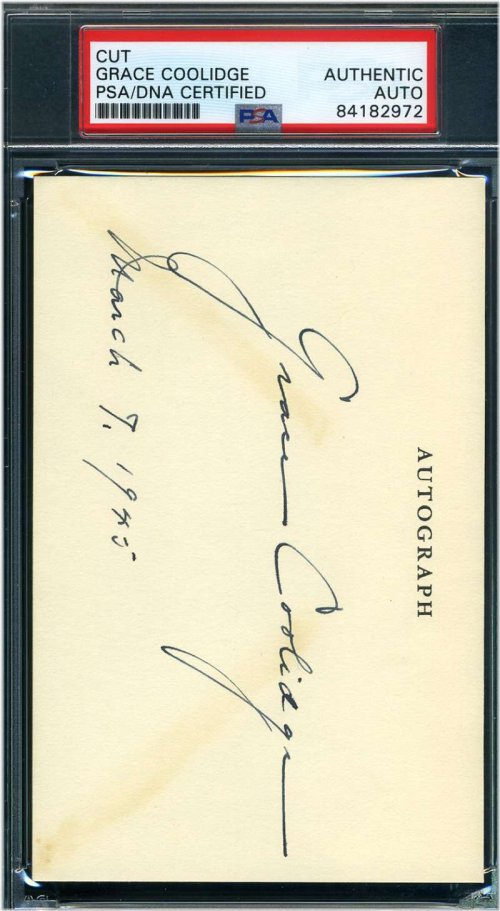 Grace Coolidge Certified Index Card Signature