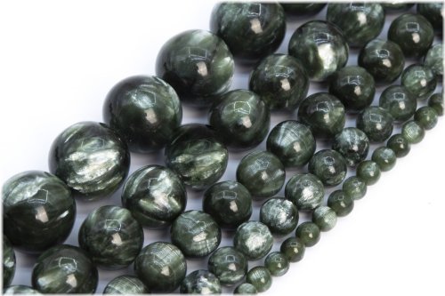 Ink Green Seraphinite Round Beads
