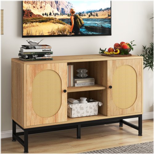 Rattan Media Console with Storage