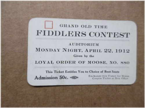 Galesburg Fiddlers Contest Press Pass Ticket