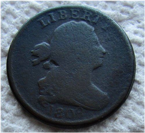 1808 Draped Bust Half Cent - Rare Date Type Coin in VG Condition