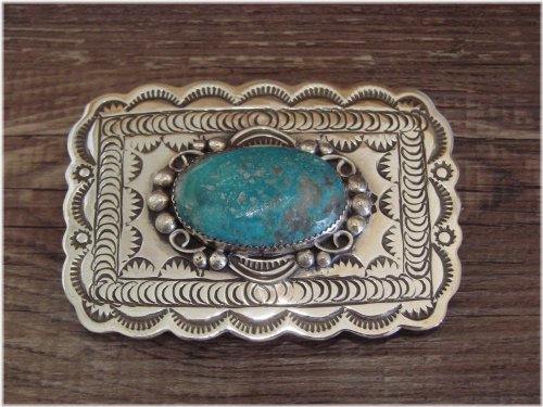 Southwestern Turquoise Silver Belt Buckle