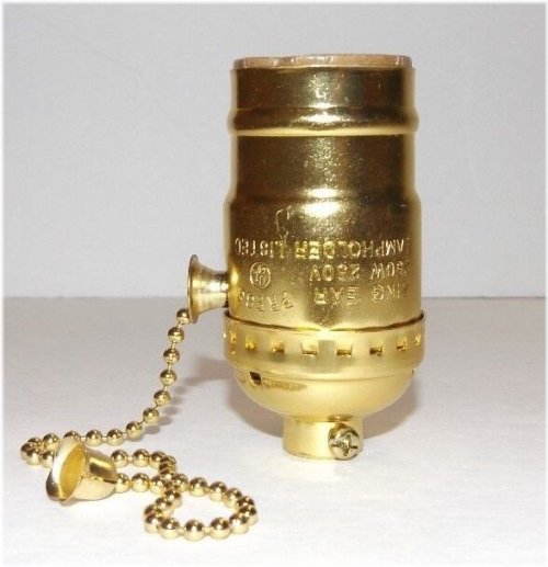 Brass Plated Pull Chain Lamp Socket