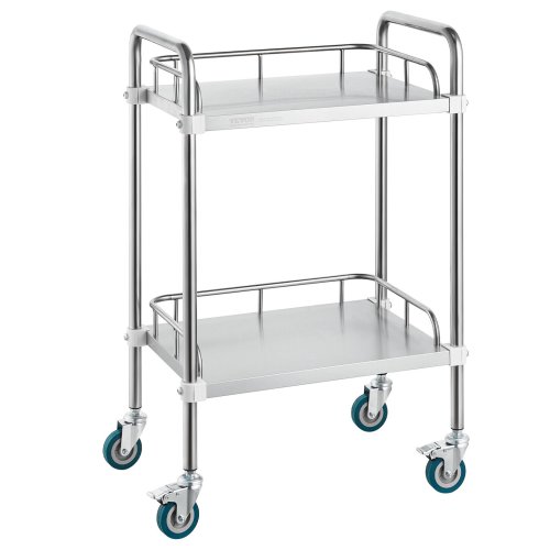 Stainless Steel 2-Layer Rolling Medical Cart