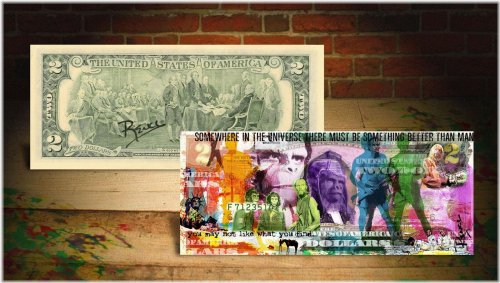 Rency's Hand-Signed Planet of the Apes Commemorative $2 U.S. Bill in Hard Holder