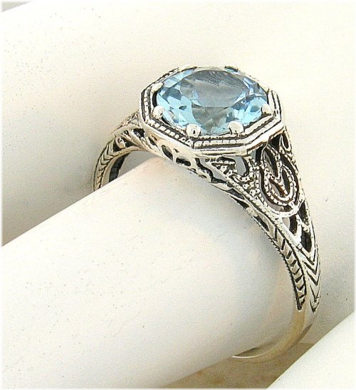 Sky Blue Topaz Filigree Ring #882