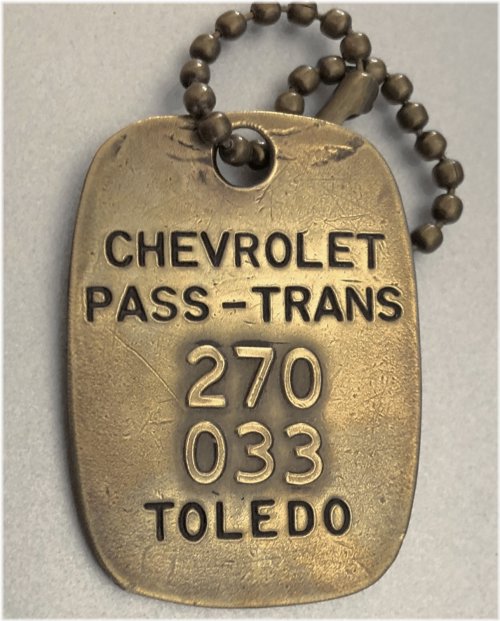 Chevrolet Toledo Brass Transmission Tags
