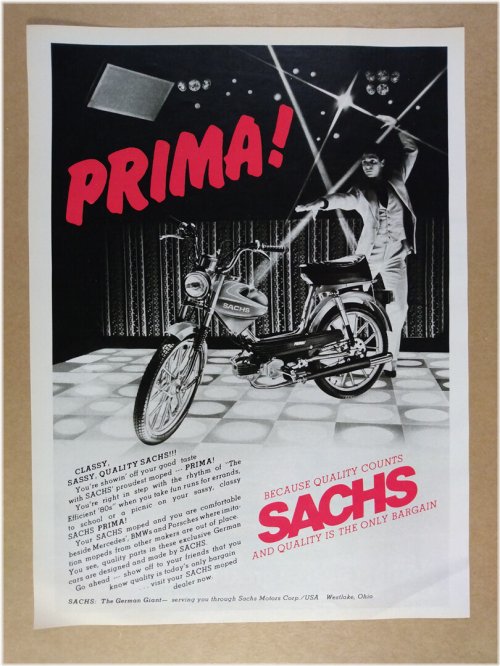 Sachs PRIMA Moped Vintage Print Ad